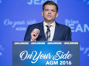 Wildrose party leader Brian Jean speaks to more than 600 party members at the Wildrose annual general meeting in Red Deer, held October 28 and 29, 2016.