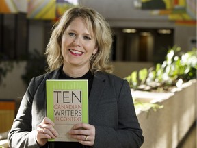 Marie Carriere, editor of Ten Canadian Writers In Context, poses for a photo near the Canadian Literature Centre at the University of Alberta.