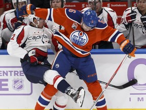 No stranger to throwing his weight around, Adam Larsson leads the Oilers with 135 hits.