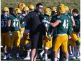 University of Alberta Golden Bears head coach Chris Morris is not happy about being shut out by the UBC Thunderbirds 62 to 0, during football action at Foote Field in Edmonton Saturday, September 24, 2016.