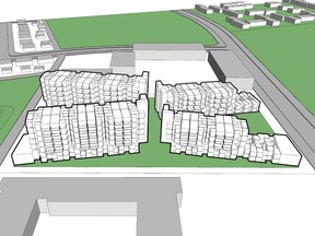 Plans for Capital Region Housing's Londonderry site call for 240 units with townhouses at the ground level facing inside and out.