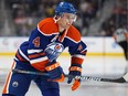 Edmonton's Kris Russell (4) skates during the Edmonton Oilers' NHL pre-season hockey game against the Vancouver Canucks at Rogers Place in Edmonton on Saturday, Oct. 8, 2016.