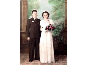 Tod and Lucy Smolyk's wedding photo from Nov. 29, 1941. The couple got married and opened a funeral home the same day.