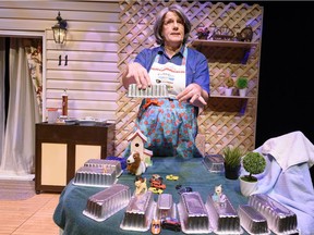 Darrin Hagen as Mrs. Dotty Parsons in Tornado Magnet by Darrin Hagen, A Guys in Disguise Production presented by Theatre Network.
