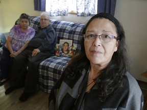 Arlene Sams (right) with her parents Louise and Charlie Sams at their home in Edmonton. An Edmonton Police Service constable pleaded guilty to neglect of duty for wrongfully arresting and charging Arlene Sams with refusal to blow into a breathalyzer and accusing her wrongfully of drunk driving in 2014.