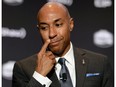 CFL commissioner Jeffrey Orridge addresses guests during the annual "state of the league" speech, in Toronto on Friday, November 25, 2016.