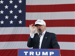 U.S. president-elect Donald Trump speaks during a campaign rally on Nov. 2, 2016, in Miami.