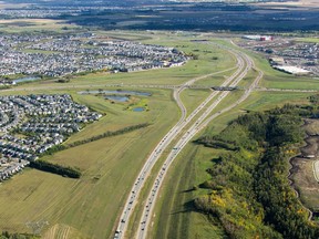 An aerial view of Anthony Henday Dr. and Terwillegar Dr. in Edmonton on September 10, 2015