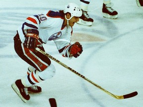 Edmonton Oilers forward Esa Tikkanen in action at Northlands Coliseum in an undated photo.