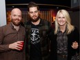Brad Smith, left, Andrew Morren and Lori Hladun pose together during Velveteen Audio's launch party on Thursday, Oct. 20, 2016.