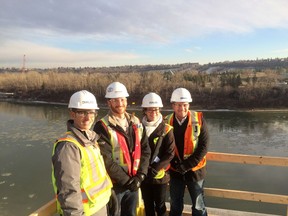 From left: Sean Brown, Sam Johnson, Jill Robertson and Jesse Banford, the project team building the new downtown pedestrian bridge and funicular.