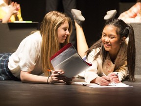Harry Ainlay students Mercedes Rubenok and Sophia Iligan in the Cappies show David and Lisa.