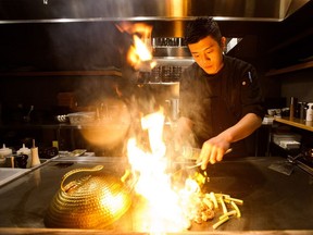 Head chef Ken Jung prepares a teppan dish at Seorak Teppan and Bar.