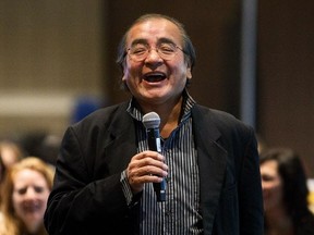 Tomson Highway speaks during the Indigenous Innovation Summit at the Shaw Conference Centre in Edmonton on Tuesday, November 8, 2016.