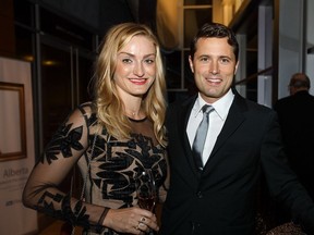 Kirstin Kotelko, left, and Patrick Spiers at  the Holly Ball at the Art Gallery of Alberta.