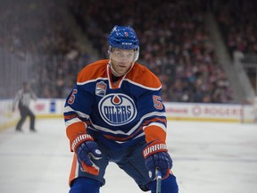 Mark Fayne (5) of the Edmonton Oilers , playing the Anaheim Ducks at Rogers Place on October 4, 2016 in Edmonton.   Photo by Shaughn Butts / Postmedia Jim Matheson Story Photos off Oilers game for multiple writers copy in Oct. 5 editions.