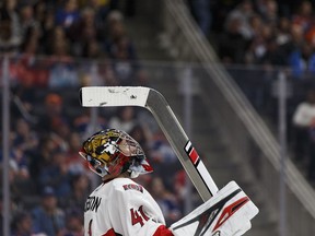 Ottawa's goaltender Craig Anderson (41) is seen in net during the second period of a NHL game between the Edmonton Oilers and the Ottawa Senators at Rogers Place on Oct. 30, 2016.