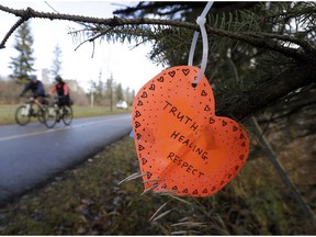 RISE (Reconciliation in Solidarity Edmonton), in conjunction with the National Centre for Truth and Reconciliation, created a Healing Forest in Edmonton's River Valley on Monday, Nov. 7, 2016.
