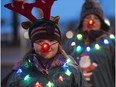Santas Parade of Lights shut down one lane of Jasper Avenue an other downtown streets  on November 17, 2016 and finished in Churchill Square. Santa arrived in a horse drawn sleigh at the rear of a lit night time moving festival that lasted about 40 minutes. Photo by Shaughn Butts / Postmedia