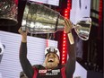 TORONTO, ONTARIO: NOVEMBER 27, 2016--GREY CUP--Ottawa RedBlacks quarterback Henry Burris celebrates after his team defeated the Calgary Stampeders 39-33 to win 104th Grey Cup at Toronto's BMO Field, Sunday November 27, 2016.                                                                                                                                                                                                                                                                                                                                                                                                                              [Photo Peter J Thompson] [For National story by Scott Stinson/National]