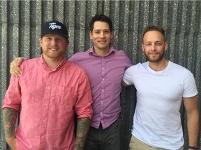 The founders of the Edmonton-based TradePros app, which matches construction tradespeople with potential customers: (from left) Kyle Jeske, Jon Smelquist and Drew Currah.