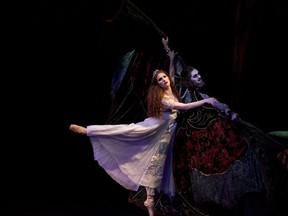 Hayna Gutierrez and Kelley McKinlay in Alberta Ballet's Dracula.