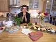 From 2013, Gail Hall in her loft kitchen with the ingredients to prepares a summer inspired meal.