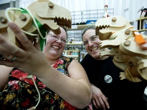 Miriam and Shane Handfield from MD Handfield Designs posed for a photo at their booth during the Make It show.