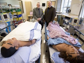 MacEwan University's dean of nursing Vince Salyers and Brian Parker, chair and assistant professor in the Department of Psychiatric Nursing at McEwan University, in the Bodnar High-Fidelity Simulation Suite at the Robbins Health Centre in Edmonton Thursday Dec. 22, 2016.