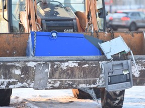 A front end loader was used to crash through a north Edmonton CashCo storefront late last year in an attempt to steal an ATM.
