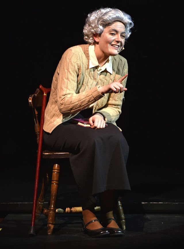 Ashley Opper as elderly Miss Linton in Schoolhouse.