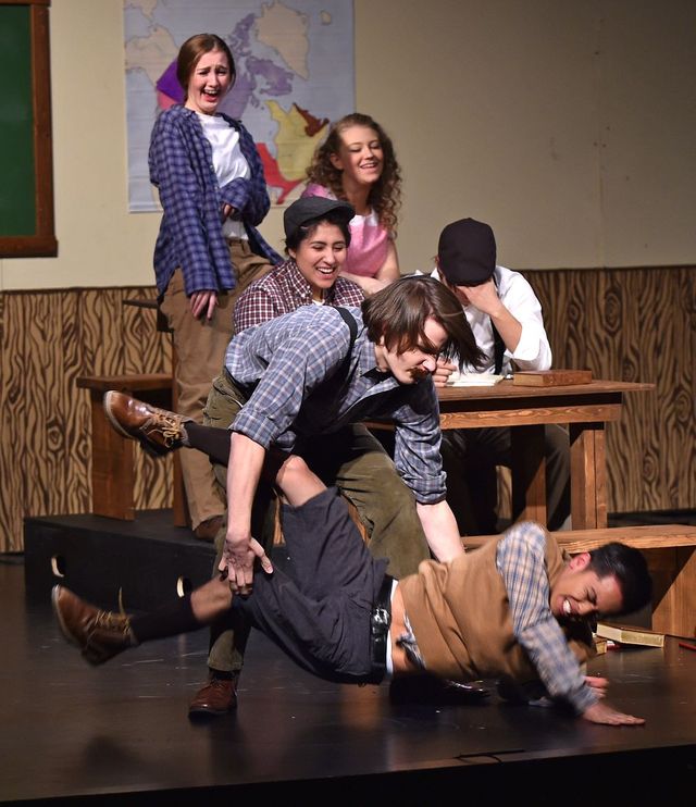 Ben Vanderlinden, left, as Mr. Yellowlees and his son Russell Yellowlees played by Jubert Famador in Schoolhouse.