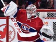 Montreal Canadiens goalie Carey Price makes a blocker save during the NHL game against the Boston Bruins at the Bell Centre on Dec. 12, 2016 in Montreal.