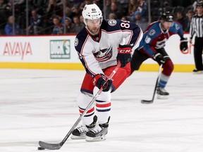 DENVER, CO - DECEMBER 01: Sam Gagner #89 of the Columbus Blue Jackets advances the puck against the Colorado Avalanche at the Pepsi Center on December 1, 2016 in Denver, Colorado.