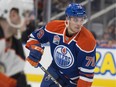 Dillon Simpson (79)of the Edmonton Oilers , against the Anaheim Ducks at Rogers Place on October 4, 2016 in Edmonton.   Photo by Shaughn Butts / Postmedia Jim Matheson Story Photos off Oilers game for multiple writers copy in Oct. 5 editions.