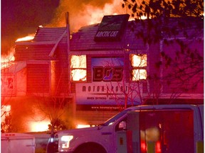 Flames rip through All Season Equipment Building located on Sioux Road in Sherwood Park, on Saturday December 17, 2016. KRYSTA MARTELL/Sherwood Park News