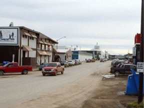 A truck drives down an Inuvik road in this Postmedia file photo.