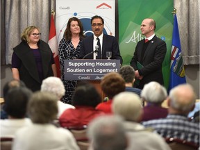 Federal Minister of Infrastructure and Communities Amarjeet Sohi announced significant funding to repair and upgrade more than 120 affordable housing properties in Edmonton, Friday, Dec. 16, 2016, at McQueen Place Lodge.