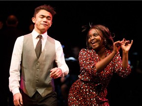 John Cervantes (as Bill Calhoun), and Eunice Gatama (as Lois Lane) in Archbishop MacDonald High School's production of Kiss Me Kate.