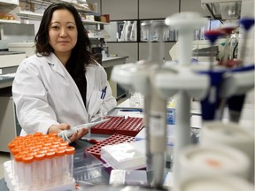 Alberta's new chief medical examiner, Dr. Elizabeth Brooks-Lim, in the toxicology lab at the Medical Examiner's Office on Monday, Dec. 19, 2016.