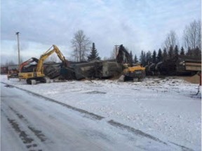 Scene of a train derailment in the Fawcett area, about 140 kilometres north of Edmonton.