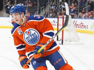 EDMONTON, AB - NOVEMBER 29: Drake Caggiula #36 of the Edmonton Oilers warms up against the Toronto Maple Leafs on November 29, 2016 at Rogers Place in Edmonton, Alberta, Canada.