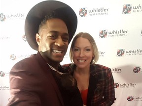 Jesse and Julia Lipscombe (and Indy) on the red carpet at the Whistler Film Festival.