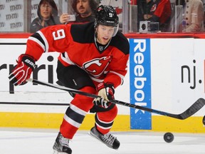 Taylor Hall of the New Jersey Devils skates against the Philadelphia Flyers during the second period at the Prudential Center on December 22, 2016 in Newark, New Jersey.