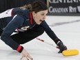 Skip Kalynn Virtue calls a shot during 2017 Jiffy Lube Alberta Scotties Tournament of Hearts C qualifier event at St. Albert Curling Club in St. Albert on Saturday, January 28, 2017.