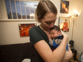 Julia Lipscombe with her newborn son Indiana.