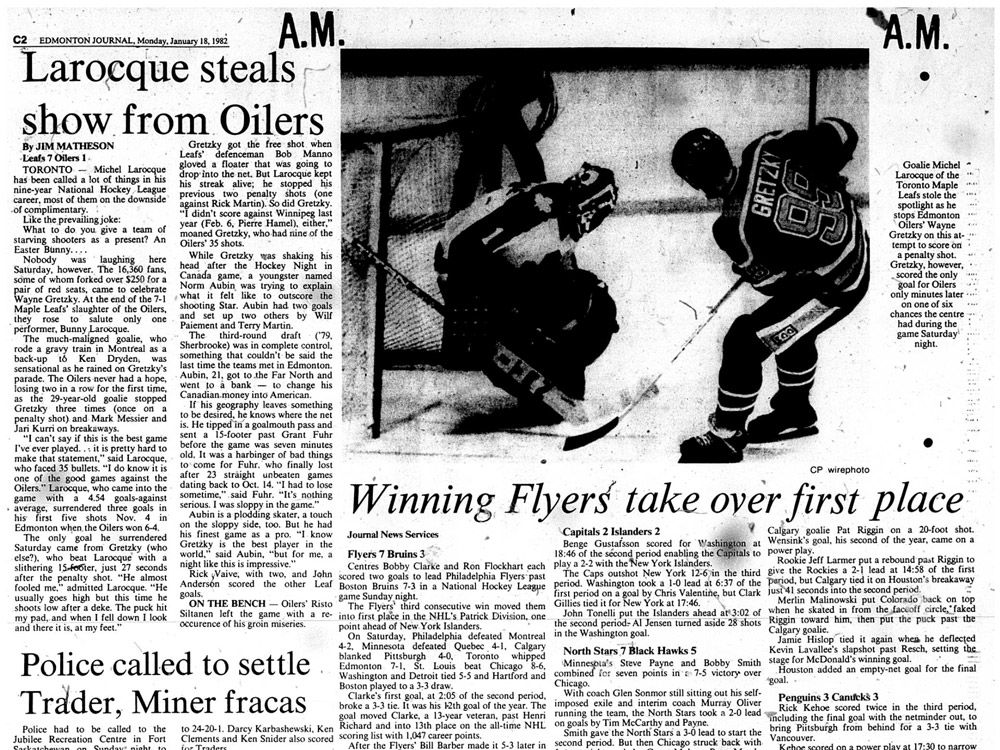 Oilers History: 1981 - 82 and a kid named Grant Fuhr - Edmonton