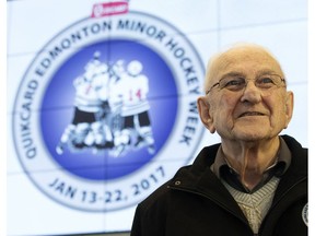 Bill Ross was on hand for the Quikcard Edmonton Minor Hockey Week press conference at Rogers Place on Tuesday, Jan. 10, 2017. Ross is retiring after 50 years of volunteering. (David Bloom)