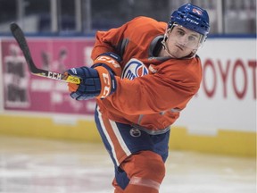 Edmonton Oilers defenceman Brandon Davidson during a practice in January 2017.