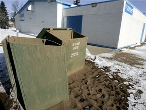 City of Edmonton sand boxes sit outside Fulton Place Community League. File photo.